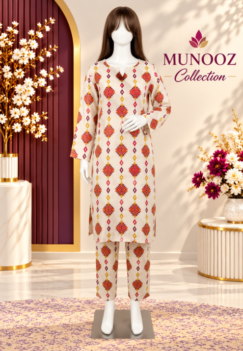 Munooz Collection 2-pc printed lawn .GEO-Ruby