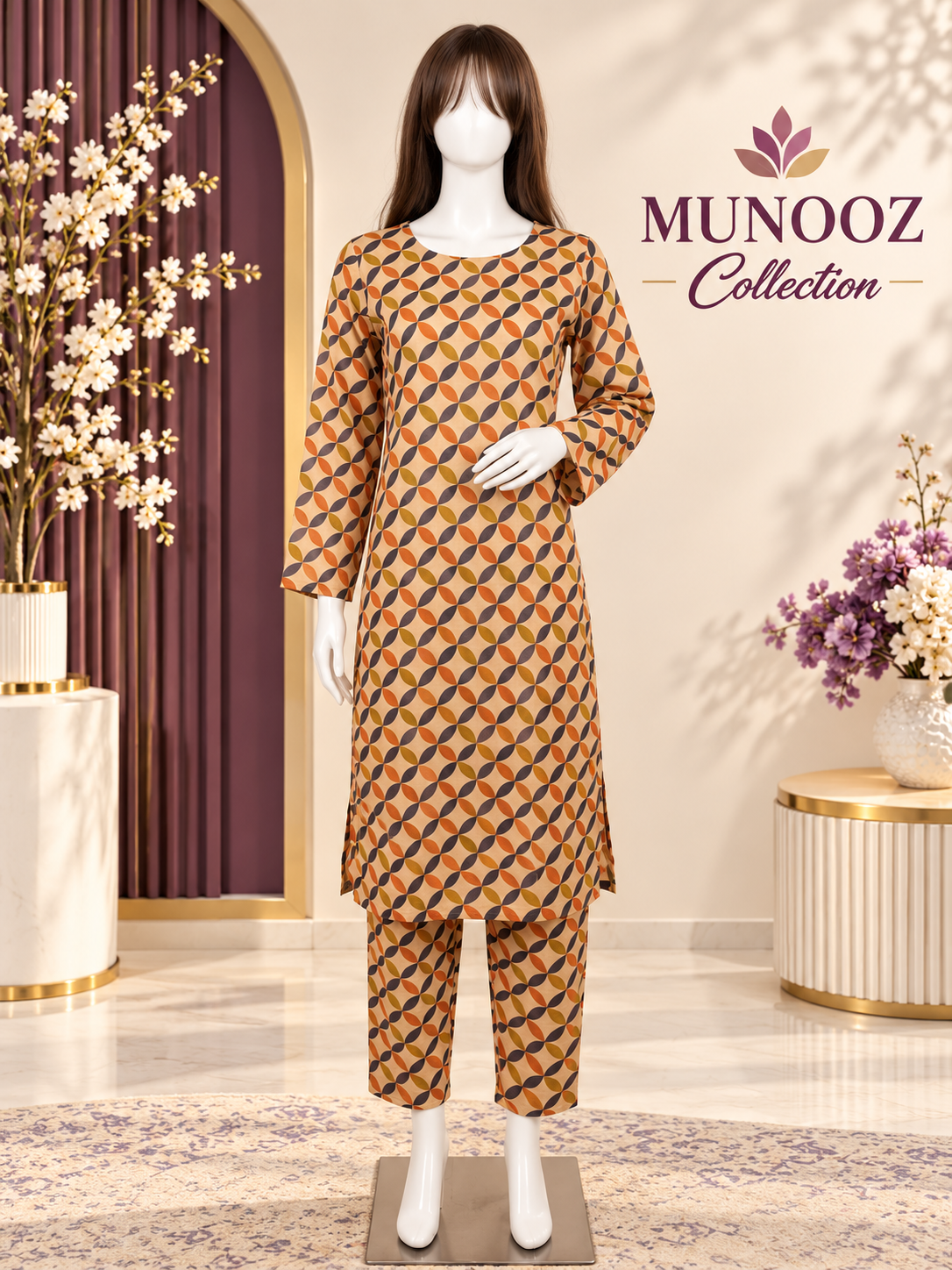 Munooz Collection 2-pc printed lawn .White Rainbow